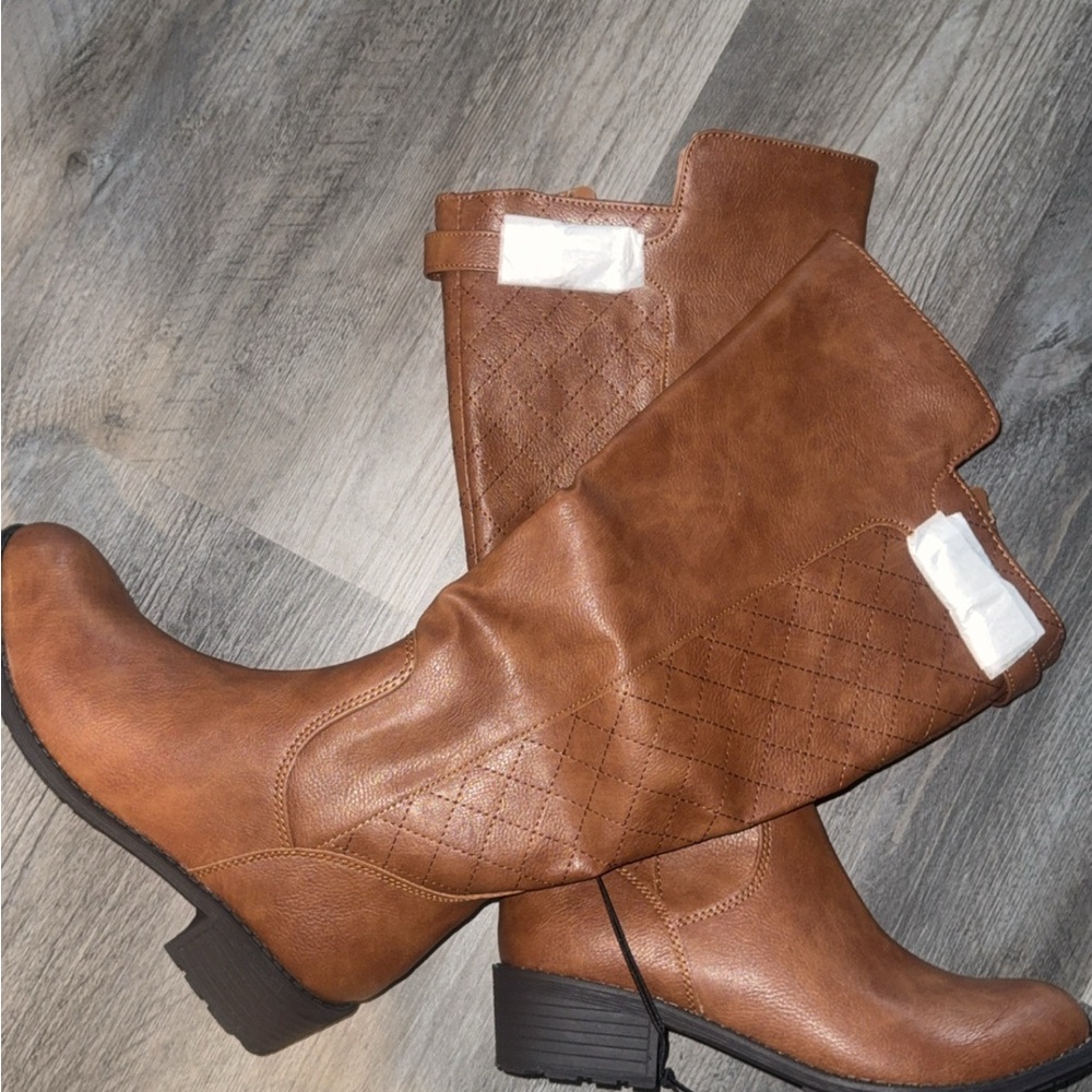 Brown Leather Knee-High Boots